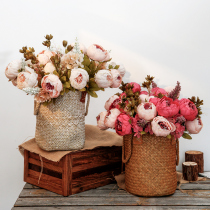 Bouquet fake flower simulation peony flower Living room dining table flower ornaments Plastic flower arrangement Silk flower floral art dried flower decorative ornaments