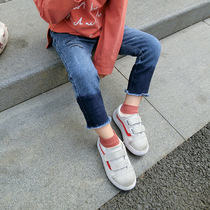 Girl Jeans Spring Models 2021 New Spring Autumn Children Long Pants Han Edition Children Pants Baby Sashimi Leather Pants