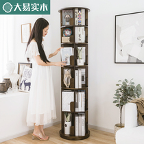 Rotating Bookshelves 360 Degrees Bookcase Students Home Solid Wood Children Small Bookshelves Landing Simple Shelves Removable