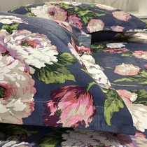 Peony big flower old coarse cloth four-piece cotton padded summer colic cloth cotton sheets quilt cover three-piece bedding