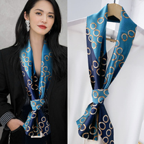 Silk scarves spring and autumn small long foreign fashion lazy female Korean Joker decorative scarf scarf and suit tie bag