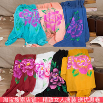 2017 ethnic style womens spring and autumn winter vintage cotton Chinese style hand-painted peony flower silk scarf scarf shawl