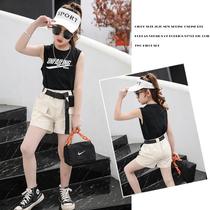 Girls' industrial shorts wear tidal pants 2022 summer pants thin children Korean version of summer dress foreign cuffs