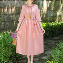 Dress long summer small fragrance slim Zen tea dress fairy thin trendy brand womens clothing S202009
