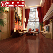  Sihe (T1 large board)three-layer solid wood composite floor cylindrical African neem natural color 15mm factory direct sales