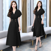 Snowspun Hymn Dress Woman 2022 Summer new high-end temperamental goddess Fan in charge of waist display slim V collar skirt