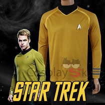 Star Trek Captain Kirk Cosplay Clothing Mens Yellow T-Shirt Tops In Stock