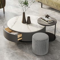 Nordic Ins Rockboard Tea Table Living Room Home Light Lavish Small Household Type Round Mesh Red Primary Tea Table Size Composition Extremely Brief