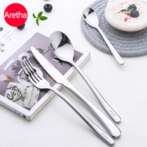 A Shi 304 stainless steel western style knife fork and spoon set steak knife and fork dessert spoon four-piece set of household gift tableware