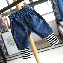 Childrens clothing baby spring and autumn jeans boys and girls Harlan pants children Korean jeans baby spring and autumn pants 721