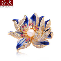 New Lotus pin corsage Korea simple artificial zircon brooch pin decorative shawl clasp birthday gift