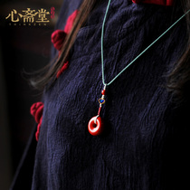 Xin Zhaitang (peace is a blessing) natural high content cinnabar safe buckle pendant sweater chain female Jewelry pendant