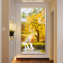 Cross embroidered 2022 new line embroidered flowing water raw finance vertical version Xuanguan himself embroidered handmade landscape landscape painting diamond painting