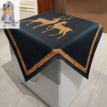 Japanese black gold bedside table cloth cotton cloth refrigerator washing machine cover linen thick waterproof printer dust cover