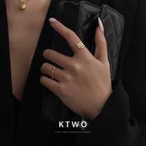 Korean version of the new minimalist fashion K gold multilayer ring Women ins Chaonets red with the same fine ring finger ring tail ring