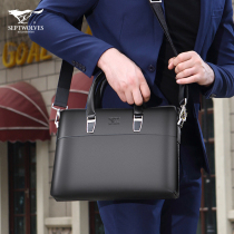 Seven wolves men handbag mens handbag leather business minima single shoulder bag inclined satchel cow leather briefcase male