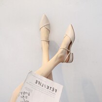 Internet celebrity womens single shoes ins trend 2021 spring and summer models flat low-heeled super fire fairy shoes all-match thick-heeled small leather shoes