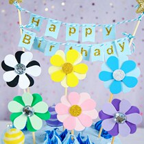 Cake Decoration Plug-in Sun Flowers Sunflower Small Windmill Dessert Card Letters Labanner Happy Birthday Inserts