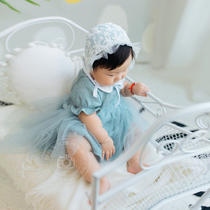 100 days girl dress Princess dress 100 days girl suit spring and autumn blue gauze skirt childrens photography clothing
