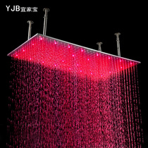 304 stainless steel 800*400 shower head black top spray ceiling ceiling LED light double bath head