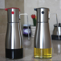 High-end kitchen creative supplies stainless steel bag glass seasoning bottle leak-proof oil control oil pot soy sauce vinegar bottle big oil pot