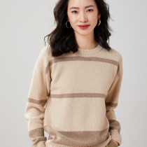 Winter's new soft and glutinous pure cashmere shirt female colorful diamond-shaped platoon loose and thick knitted bottom sweater woman