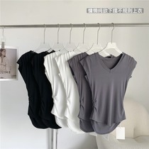 Pure-lust V-Lead Small Small Sleeveless Sleeveless T-Shirt Summer New Irregular Lower Design Vest Cover