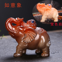 Colour-changing tea darling tea set with decorations Creative essence tea Play in peace such as Elephant Tea Table Tea Tray Furnishing