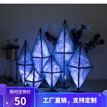  Wedding props Blue big diamond wedding gemstone lighting road guide stage ceiling Ocean wedding scene layout