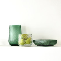 Modern minimalist design handmade striped glass vase fruit plate living room dining table soft flower arrangement model room ornaments