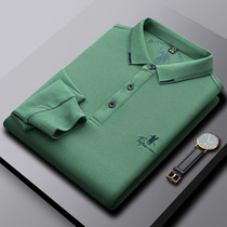 2021 spring and autumn new men's long sleeve T-shirt men's loose size lapel young men's embroidered business shirt