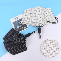 Umbrella female sun protection UV sunshade simple Plaid folding fresh vinyl creative parasol