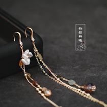 Antique earrings Drop earrings Exquisite temperament super fairy super long earrings Chinese style jewelry Retro long tassel Cheongsam accessories