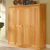 Beech wood full solid wood Wardrobe Beech Wood Four-door Push-and-pull Storage Closet modern minimalist solid wood Furniture Bedroom House