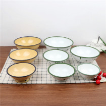 Porcelain bowl nostalgic old-fashioned retro rice bowl household thickened foreign porcelain bowl 80s post-80s restaurant simple theme enamel bowl tableware