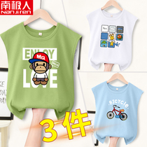 Boys vest outside wear summer thin suit Cotton baby sleeveless t-shirt Hurdler waistband Children Middle and large children