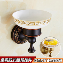 European style bathroom black imitation retro brushed all copper bathroom soap box Villa toilet soap dish can be free of punching