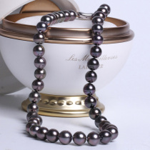 Feedback 8 - 9mm Tahiti Sea Black Pearl String Necklace Strong Light Cylindrical 925 Silver Send Mom
