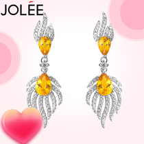 Jolee earrings S925 silver earrings citrine gem simple jewelry earring earrings for girlfriend gift