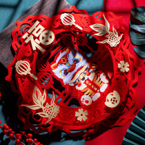 2022 Fu character door sticker Chinese New Year decoration New Year Cartoon creative year Tiger Spring Festival three-dimensional wall sticker layout door sticker