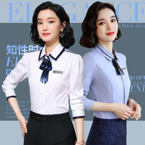 OL professional wear shirt spring and autumn fashion temperament long sleeve hotel front desk overalls white shirt overalls set women
