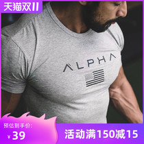 2019 summer new men Sports Leisure short sleeve T-shirt muscle fitness Brothers round neck stretch breathable T-shirt tide