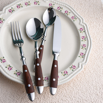 Resin handle 304 stainless steel knife and fork spoon set creative rivets Western tableware dessert spoon steak steak knife fork spoon