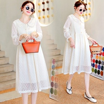 Pregnant womens autumn clothes dress dress 2021 new lace Korean version Fashion money suit big code loose spring autumn pregnant woman dress