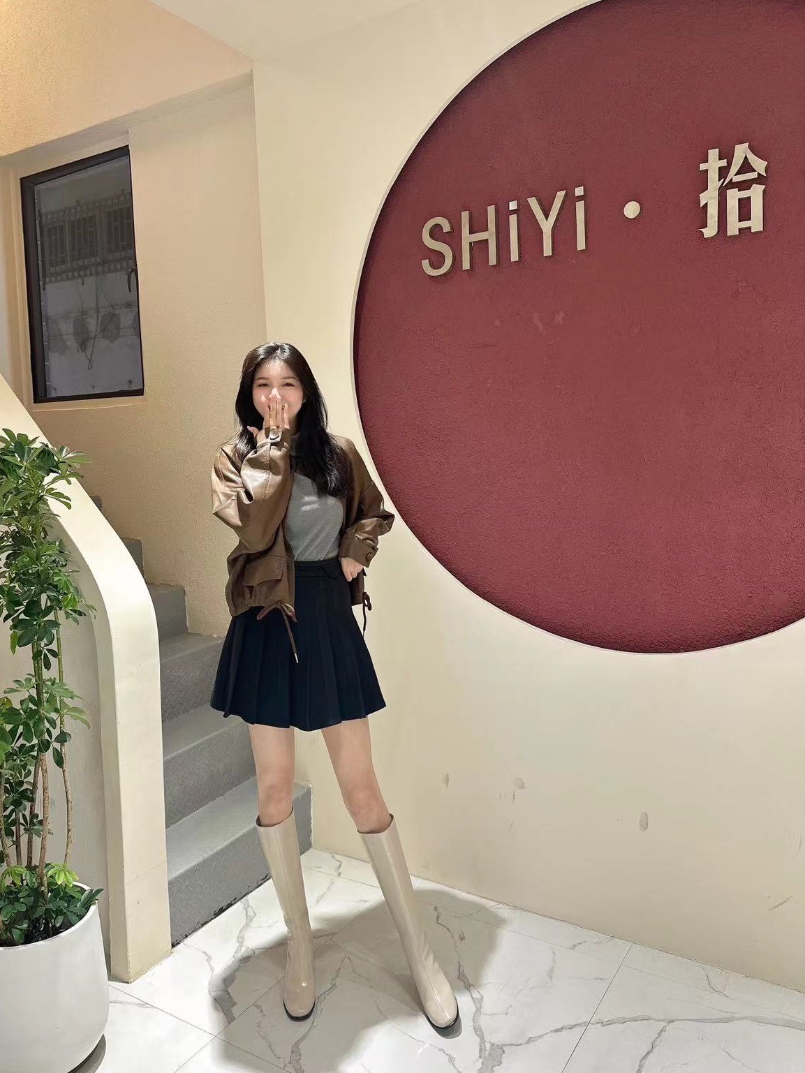biiya比雅独立工作室 不过膝长筒靴高筒骑士女靴