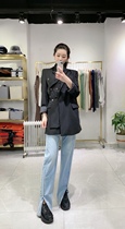 Korean goods suit jacket waist fake two physical stores clearance sale real shot black uniform size