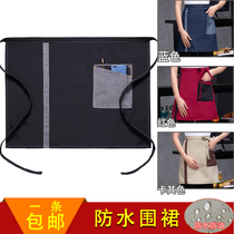 Waterproof and oil-proof half canvas apron hot pot coffee shop waiter overalls denim waist apron