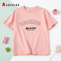 Abckids Girls Short-sleeved T-shirt Cotton Baby Half-sleeve Summer Childrens clothing Girls Top Net red T-shirt Summer