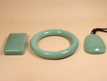 (Support for re-inspection) Xishi Xinjiang Hetian Jade Jasper pink set 57-ring bracelet