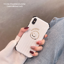 Bronzing luky smiling face applicable iphone11 mobile phone shell pro apple x xr anti-fall xs max suitcase 8plus tide 7 card female 6splus mesh red i